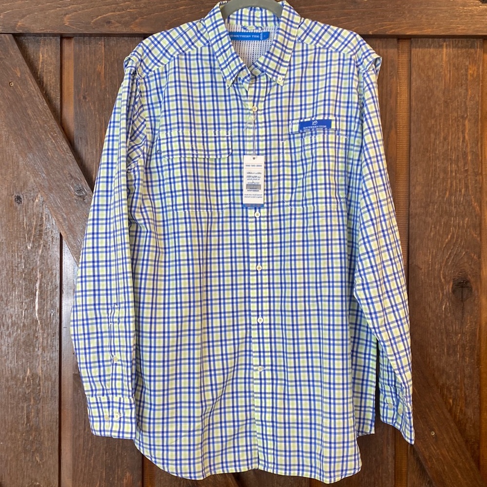NWT Southern Tide Shore-Shot Green Fishing Sport Shirt - L